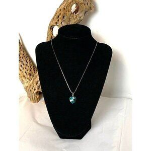 AB Crystal Heart 18K White Gold Plated Chain Necklace